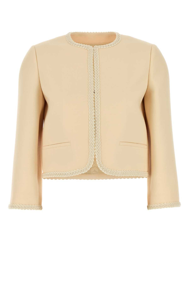 Valentino Garavani Women Cream Crepe Couture Blazer In Beige