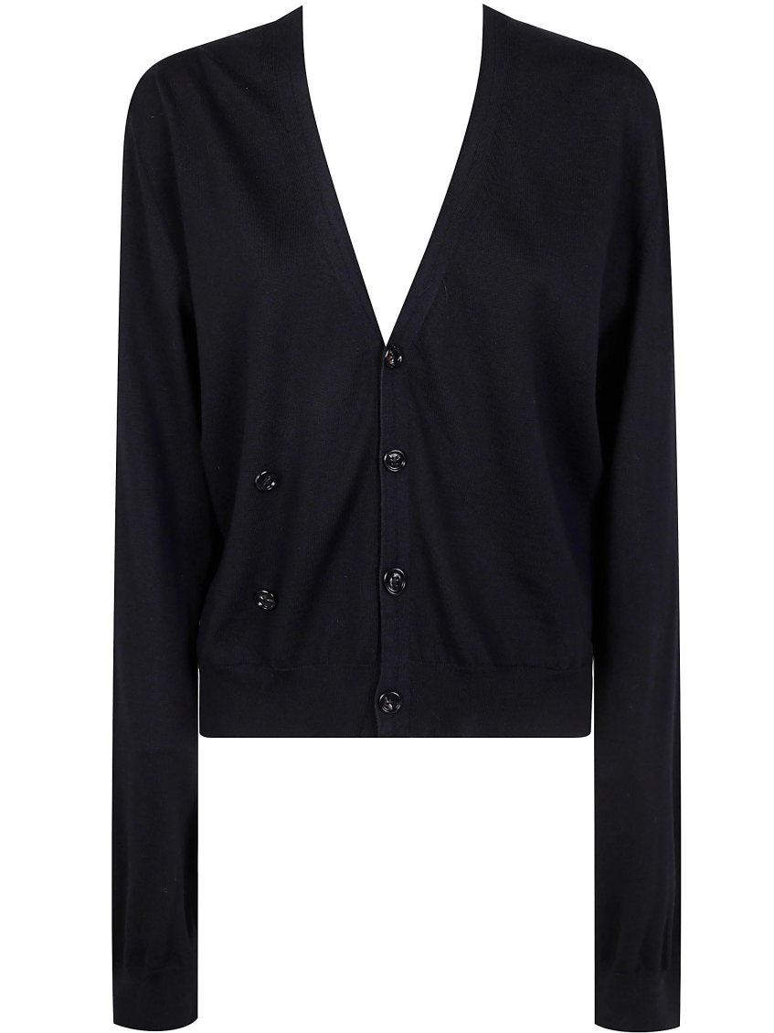 トップス Ann Demeulemeester food cardigan black Ann Demeulemeester Black Zofia Asymmetric Spliced Cardigan for