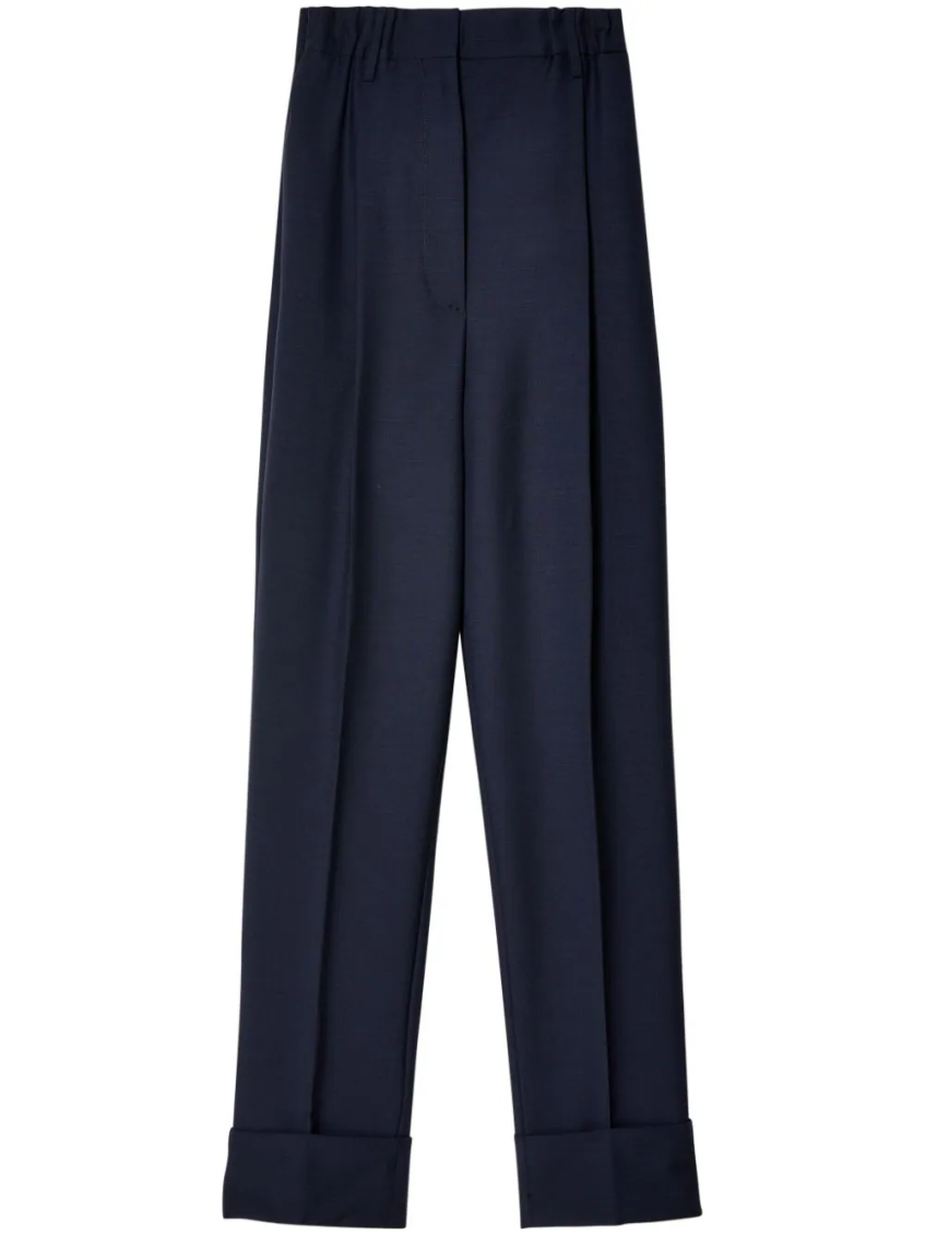 Prada Straight-leg Mohair Pants In Navy Blue
