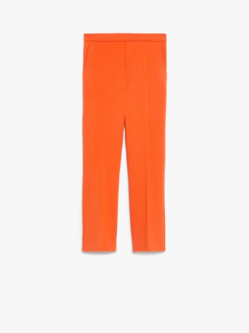 Max Mara Nepeta Ankle-length Trousers In Wool Crepe In Orange