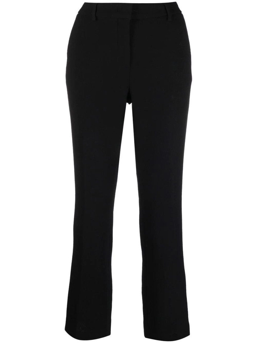 L'autre Chose Black Cropped Tailored Trousers In Black
