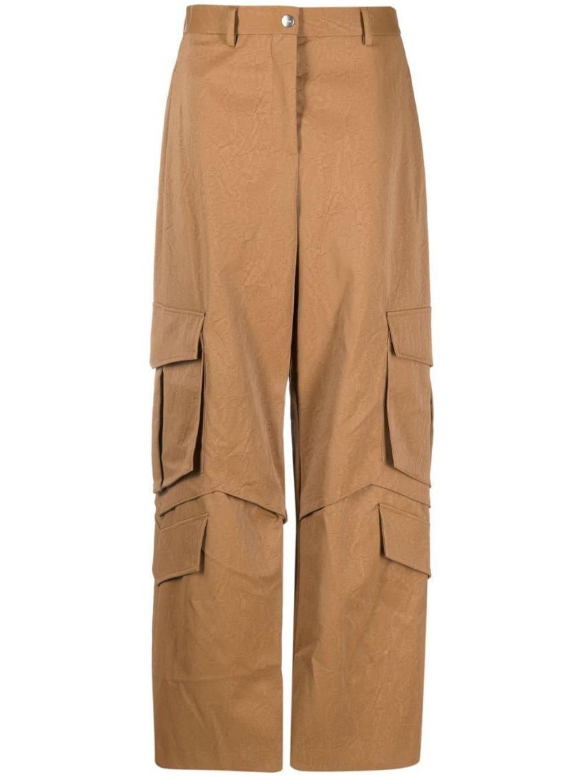 Msgm Cargo Trousers With Multiple Pockets In Brown