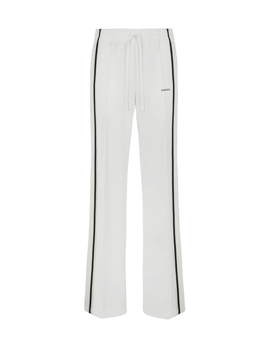 P.a.r.o.s.h Waistband Trousers With Pockets And Stripes In White