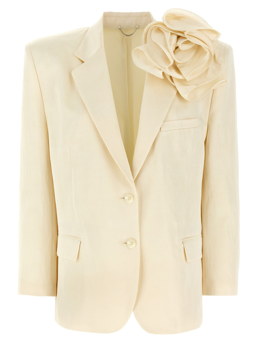 Magda Butrym '01' Blazer Featuring Floral Embellishment In White