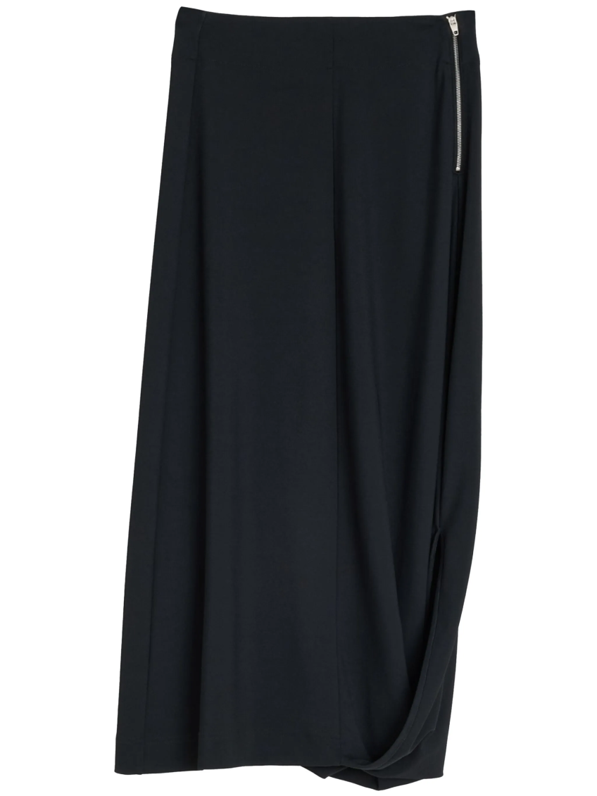 Lemaire Twisted Hem Skirt With Asymmetric Slit In Black