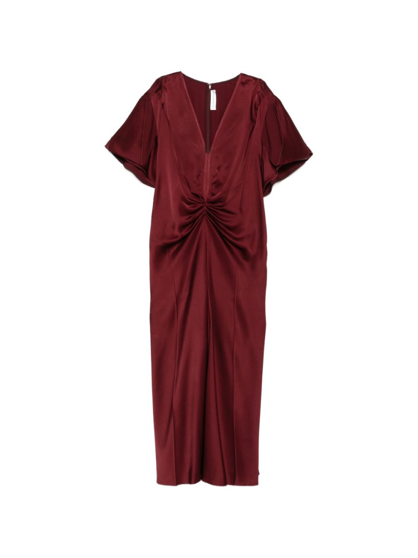 Victoria Beckham Red V-Neck Draped Midi Dress for Women Online USA at  Darveys.com