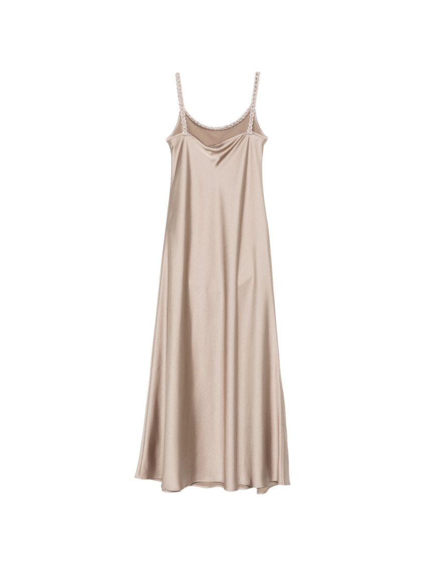 blue dress for baby girl Women's Halter Neck Knitted Maxi Dress with Chain - Taupe - Xs - Belina