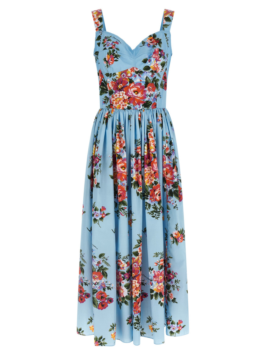 blue dress for baby girl Dolce & Gabbana Blue Leopard Print Dress – Treasures of NYC main image 1