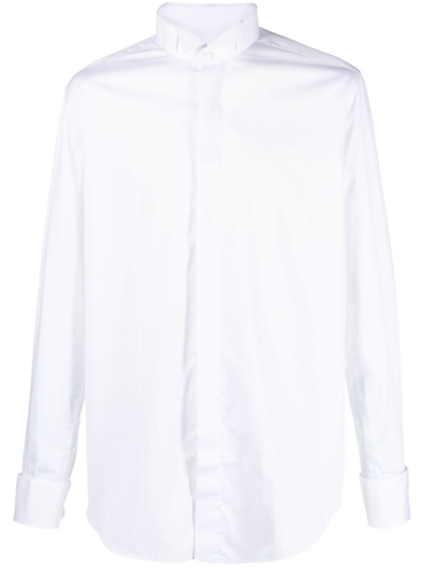 Xacus Spread-collar Cotton Shirt In White