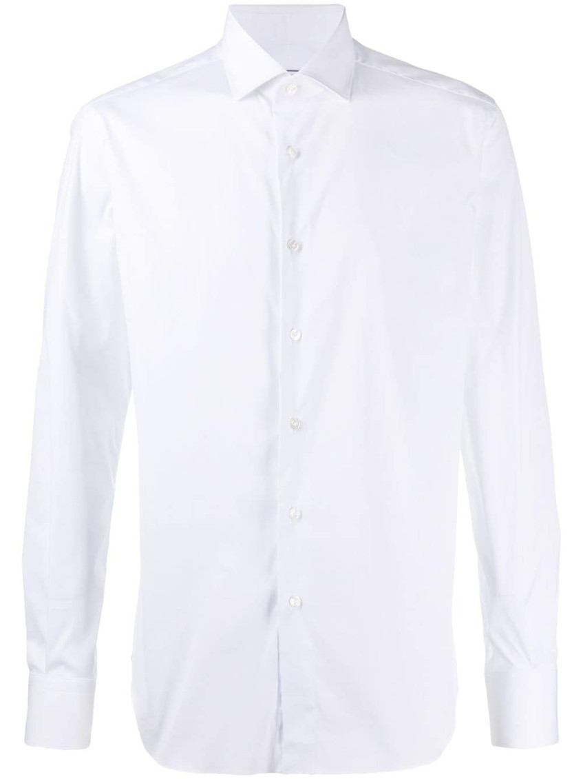 Xacus Spread-collar Cotton Shirt In White