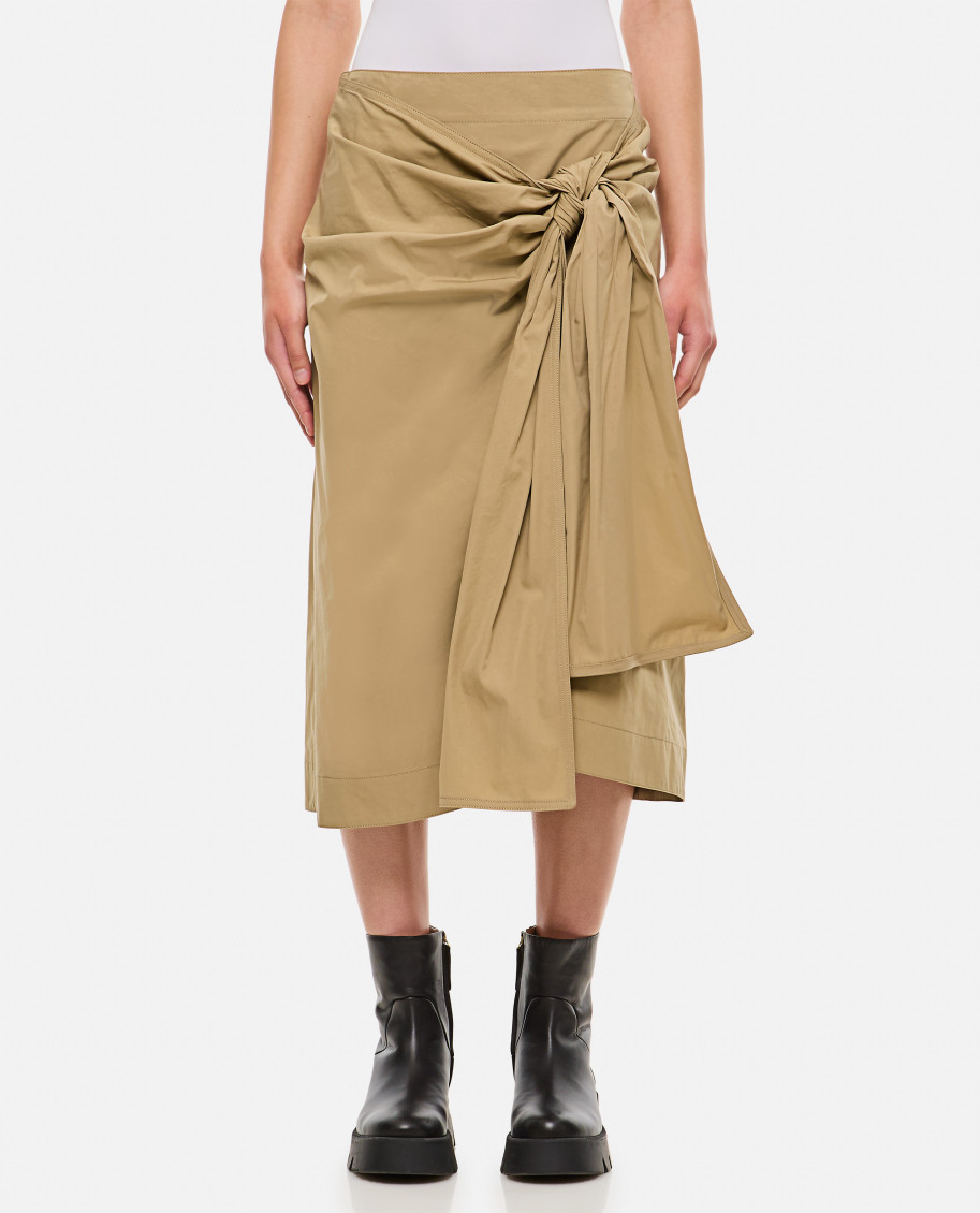 Shop Bottega Veneta Beige Cotton Skirt W/knot
