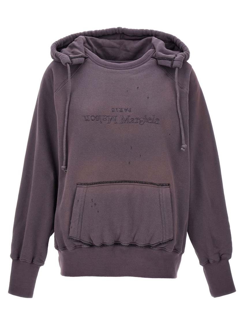 Maison Margiela Reverse-logo Cotton Hoodie In Purple