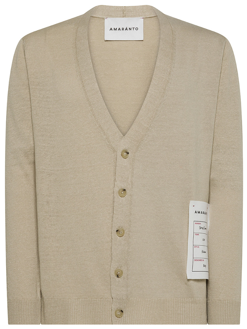 AMARANTO BEIGE LABEL DETAIL CARDIGAN 