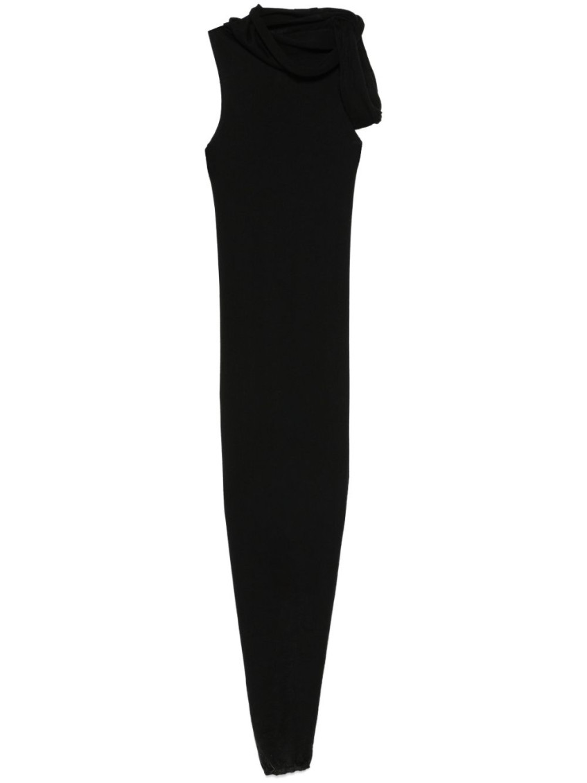 Rick Owens Black Knitted Wool Long Dress