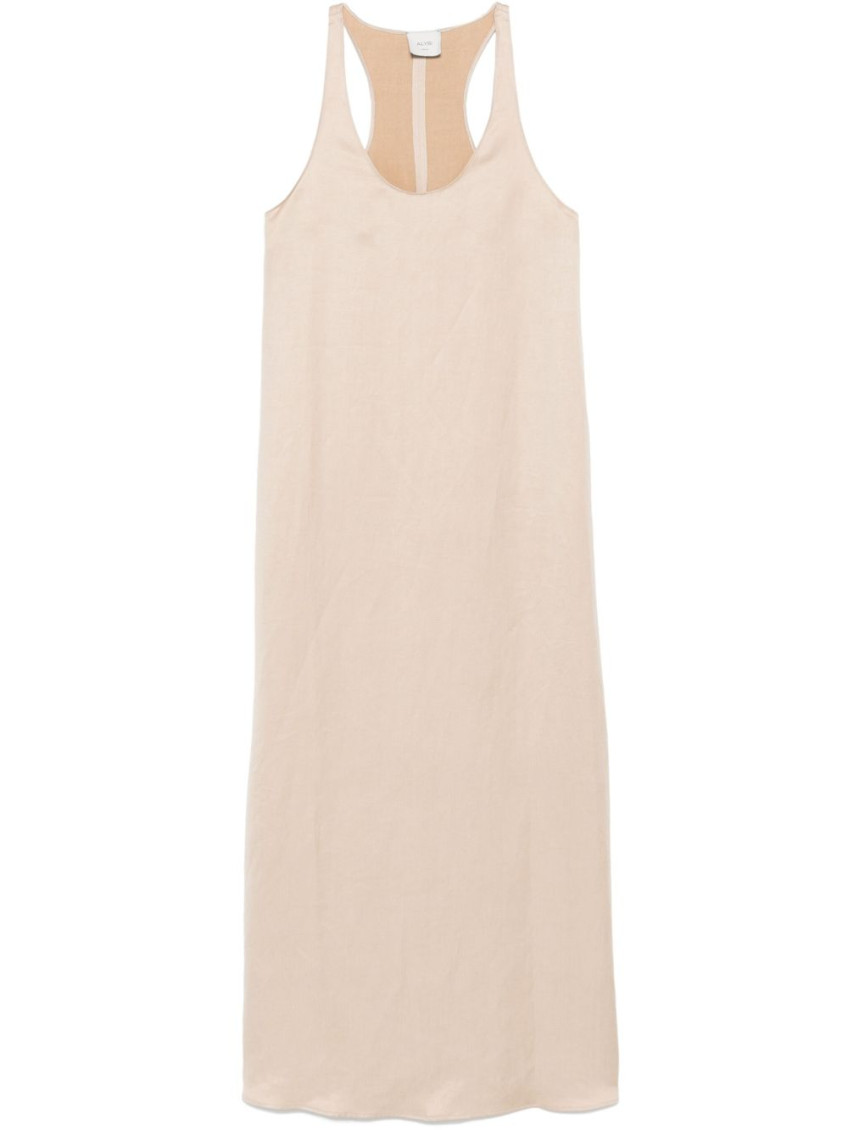 ALYSI BEIGE LINEN BLEND LONG DRESS