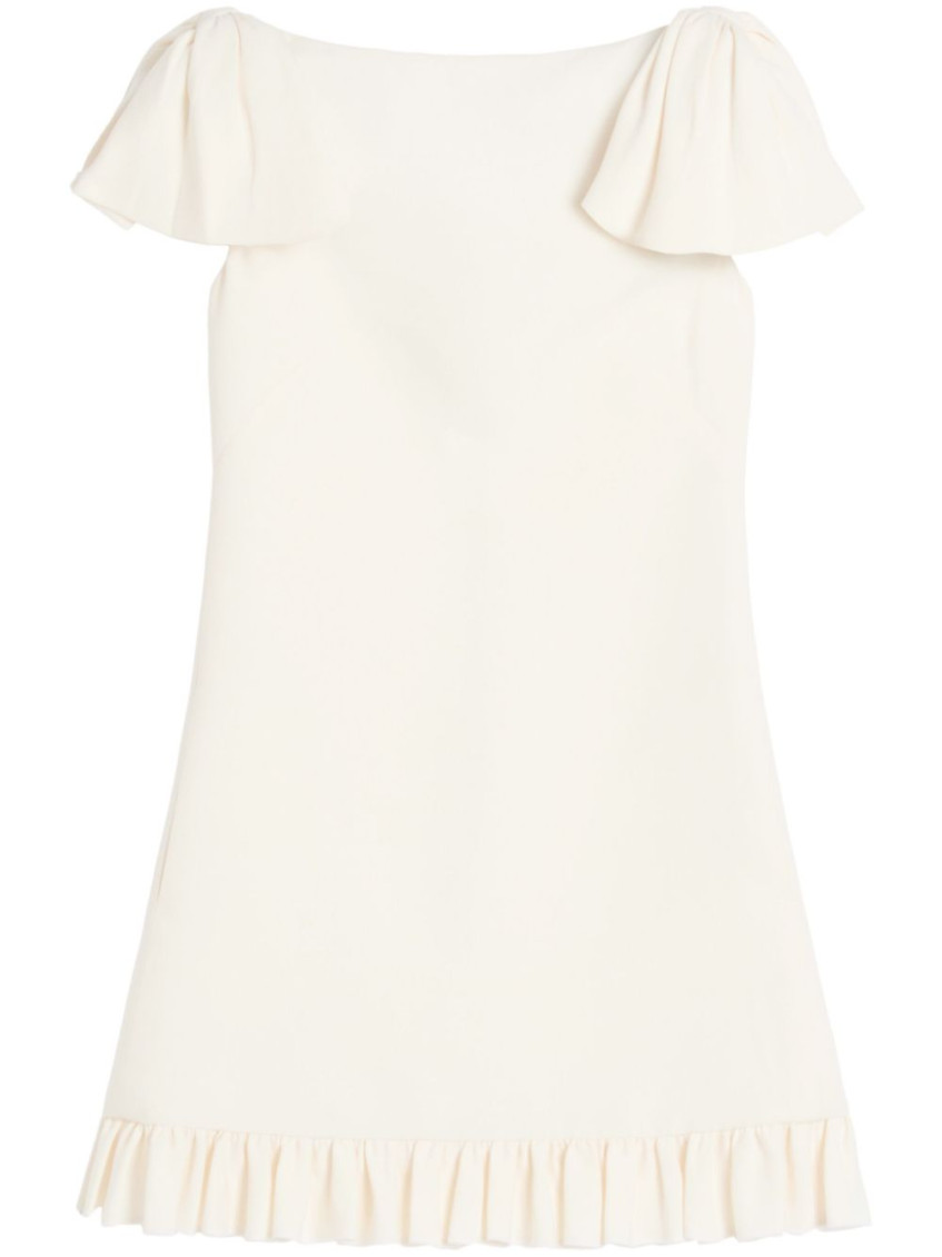 Valentino Ruffled Wool And Silk-blend Crepe Mini Dress