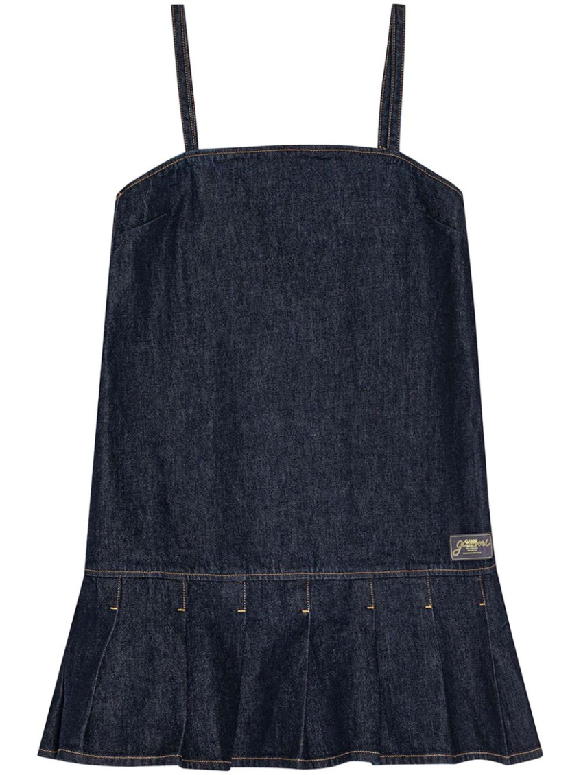 Shop Ganni Dark Blue Denim Mini Dress