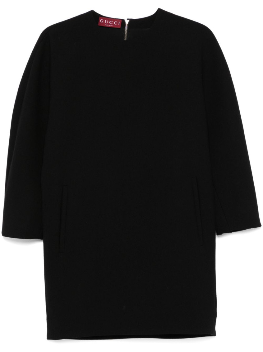 Shop Gucci Black Wool Mini Dress