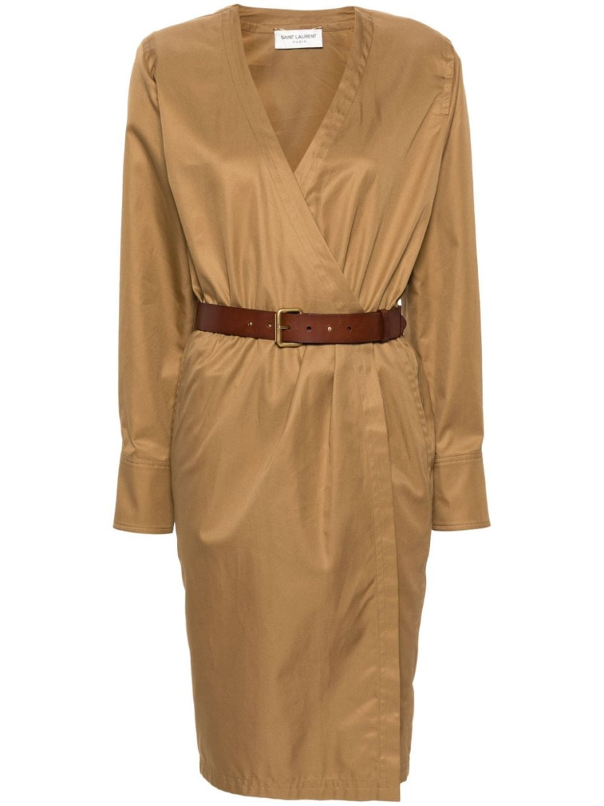 Saint Laurent Women's Cotton Twill Midi Dress
