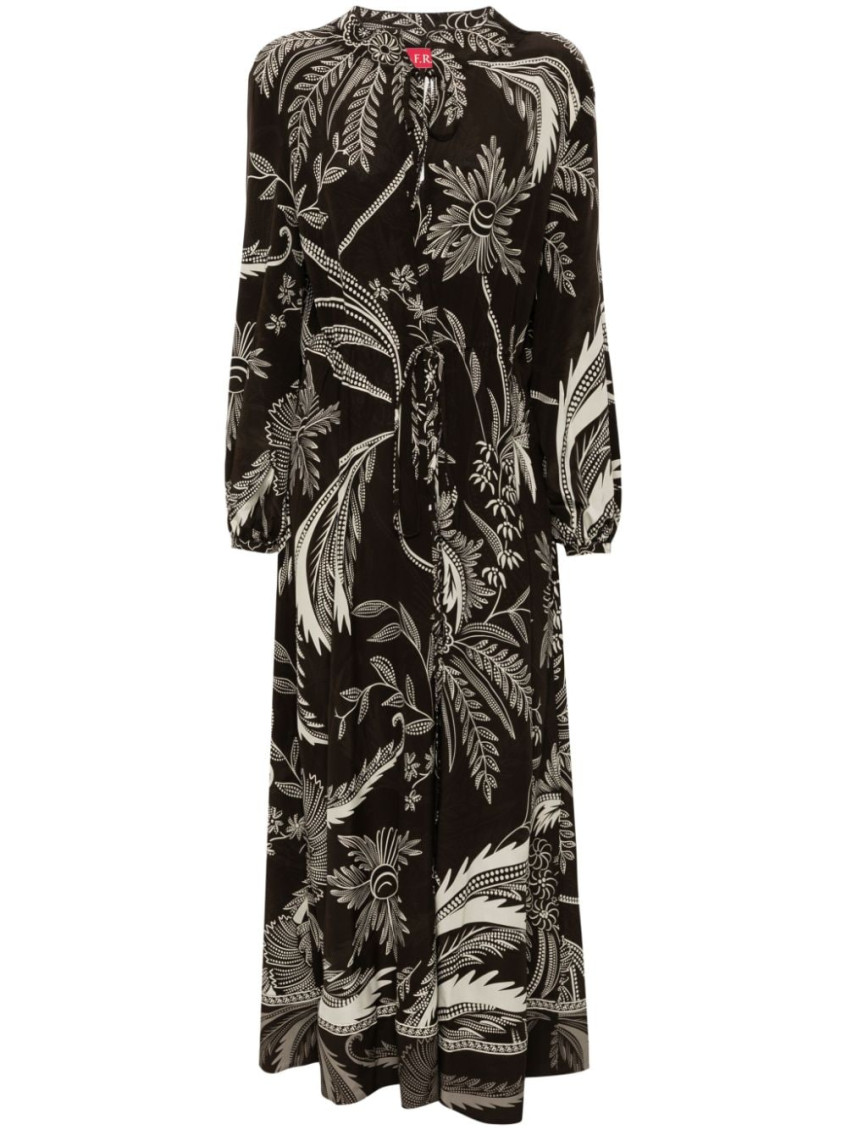 F.r.s For Restless Sleepers For Restless Sleepers Printed Silk Dress