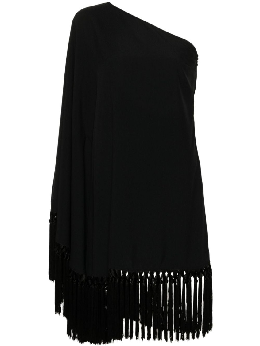 Shop Taller Marmo Black Piccolo Arno Fringed Short Dress