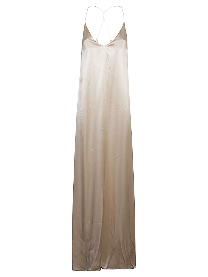 Studio Nina Beige Athena Long Silk Dress