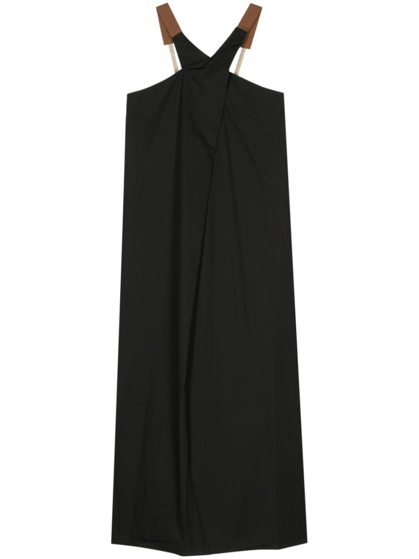 ALYSI BLACK POPLIN LONG DRESS