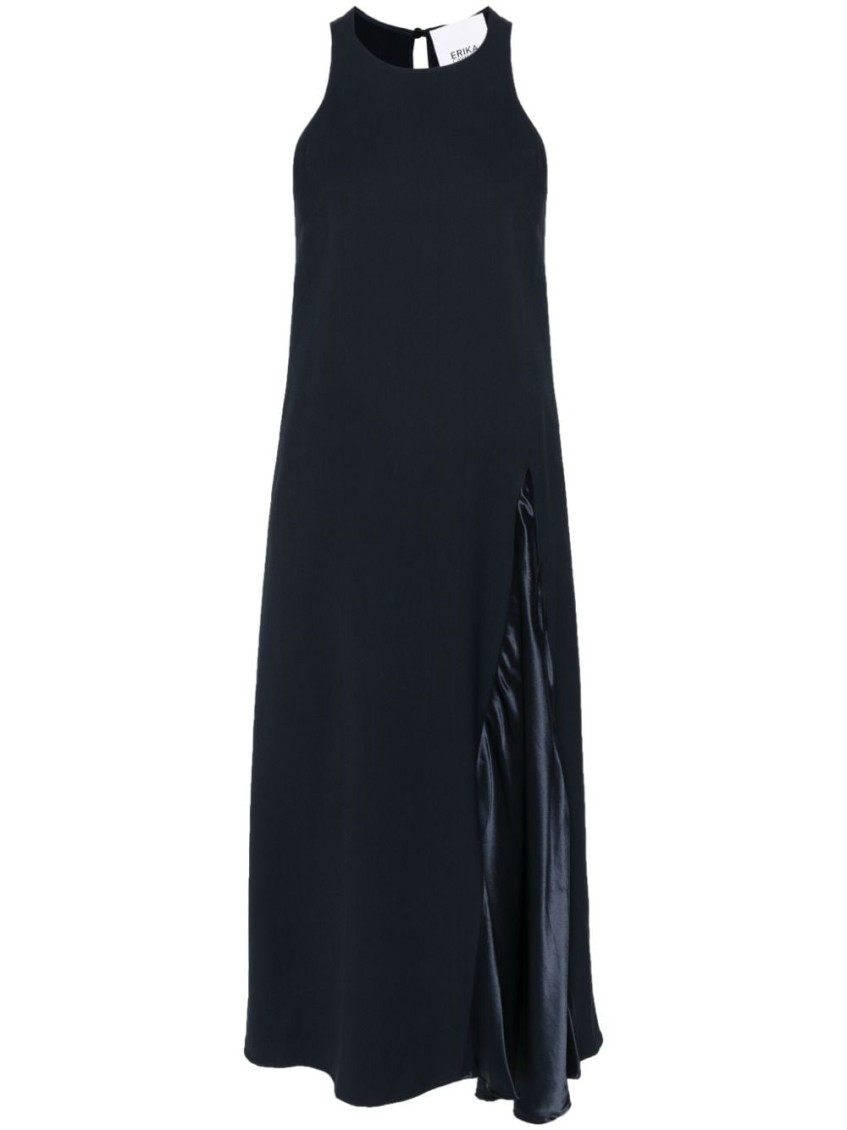 Erika Cavallini Semi-couture Navy Blue Sleeveless Midi Dress