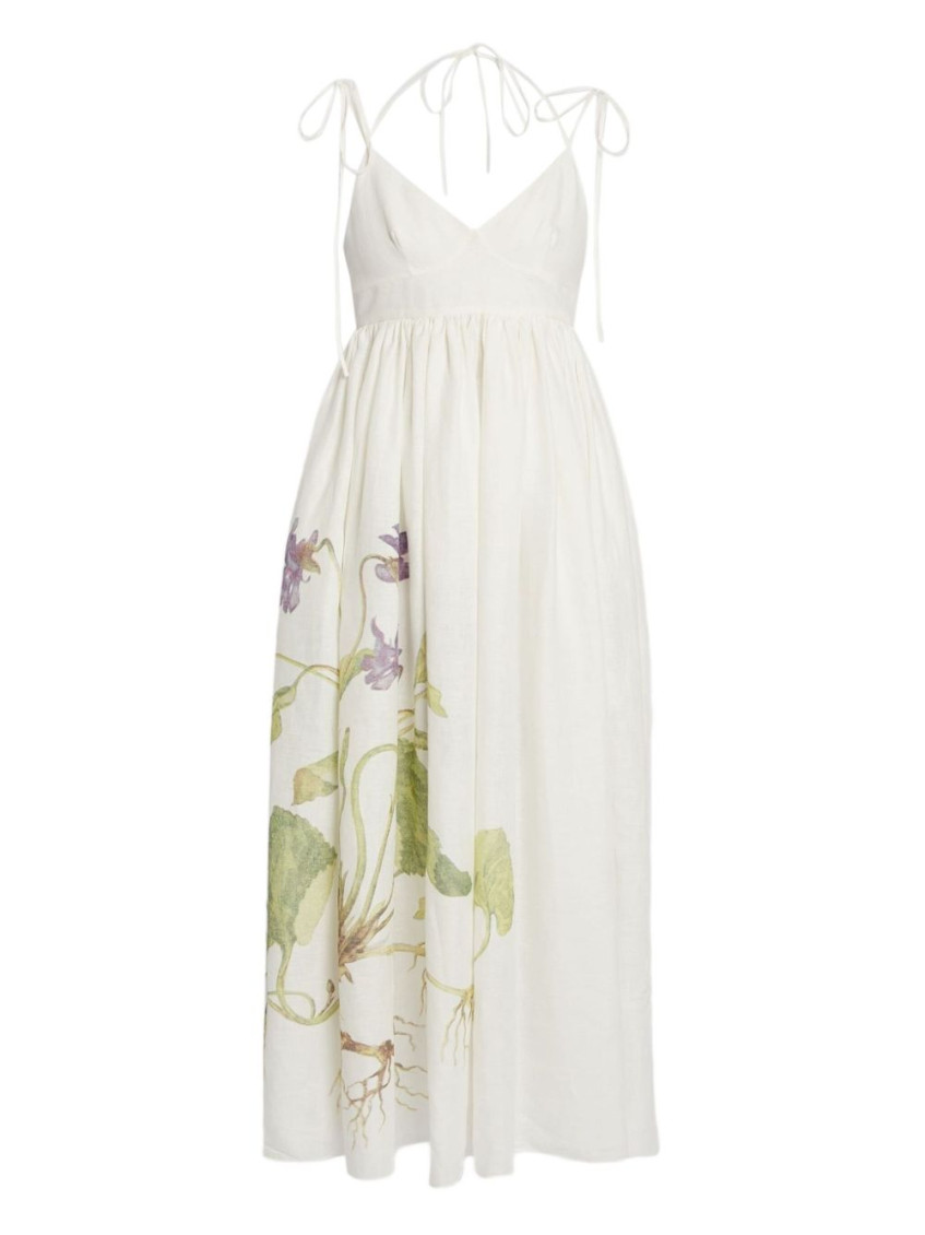 Erdem Floral Print Linen Maxi Dress