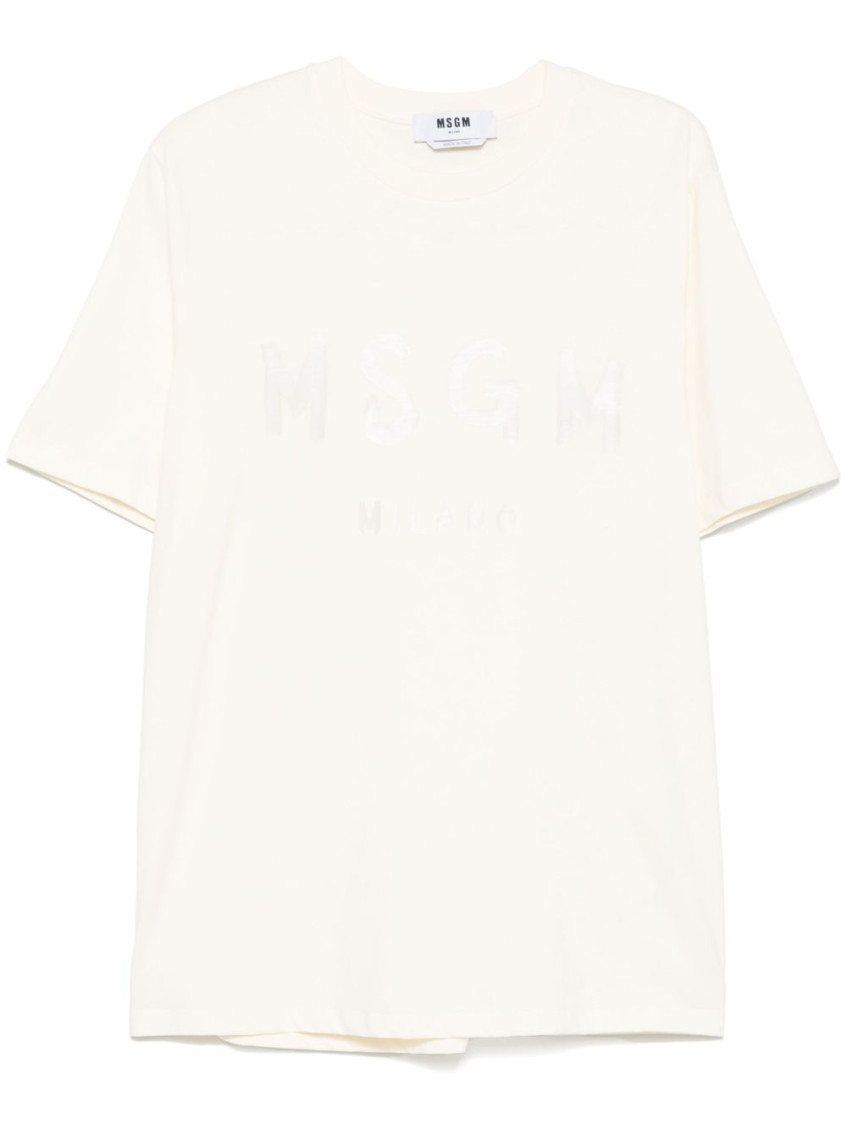 Msgm Over T-shirt In White Cotton With Logo In White