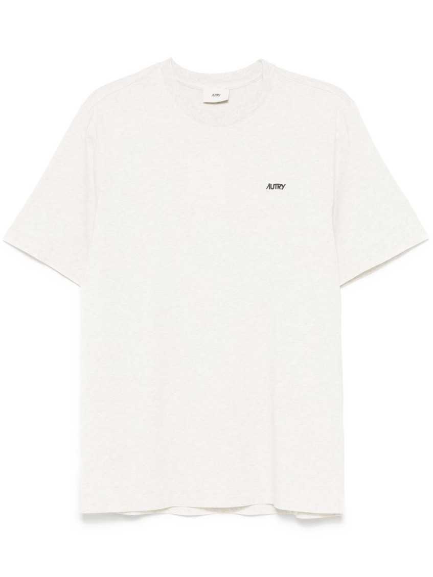 Autry Blue Cotton T-shirt With White Logo Print In White