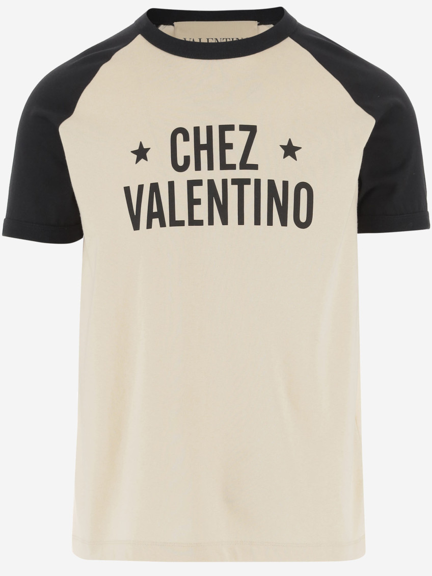 Valentino Sleeve Contrast Graphic Print Crew Neck In Yellow
