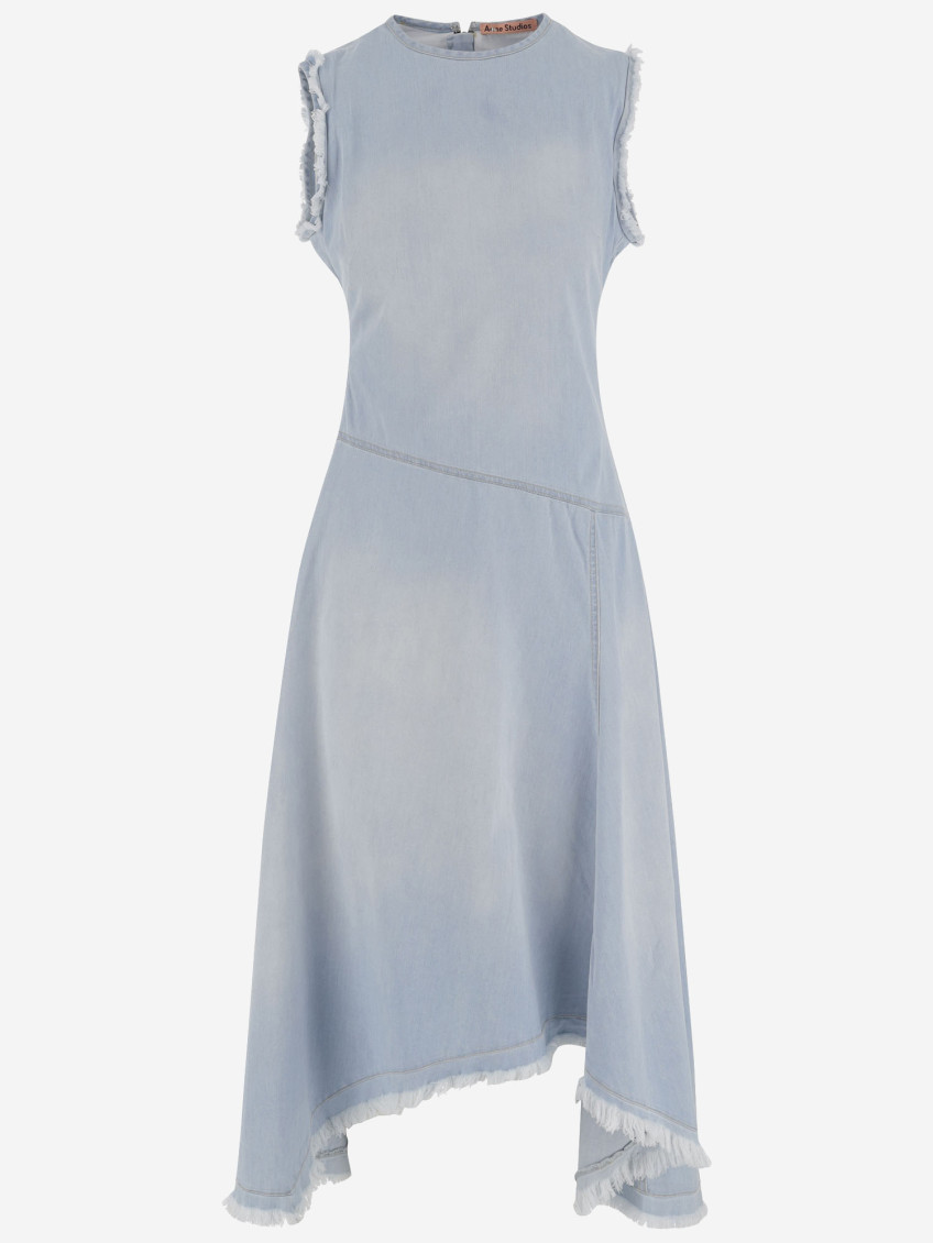 Acne Studios Asymmetric Faded Denim Dress In Blue