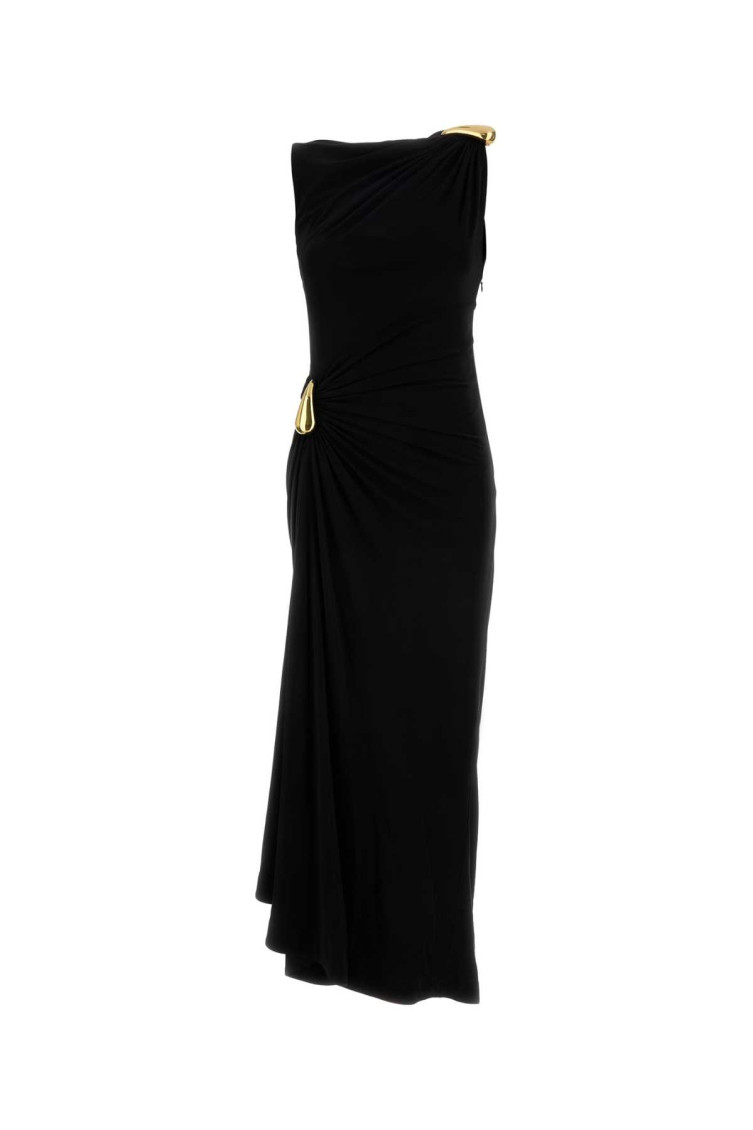 Bottega Veneta Asymmetric Hem Viscose Jersey Dress In Black