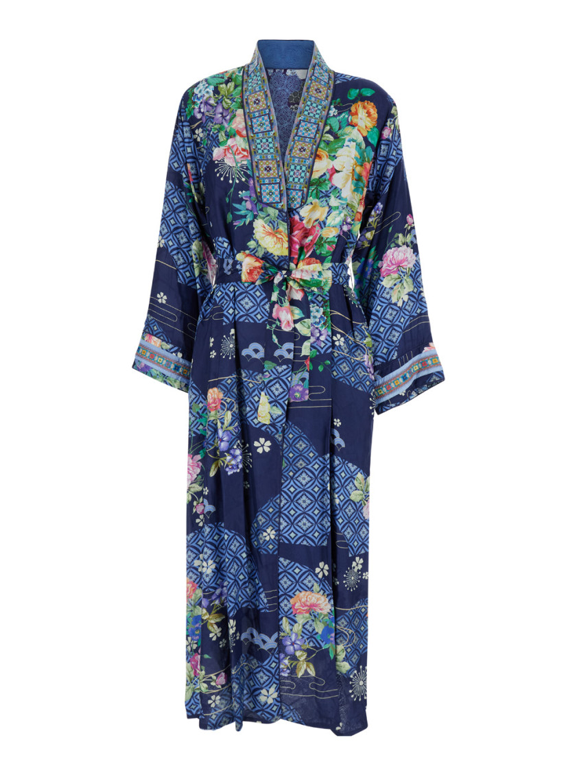 Johnny Was Multicolor Kimono With Floral Print