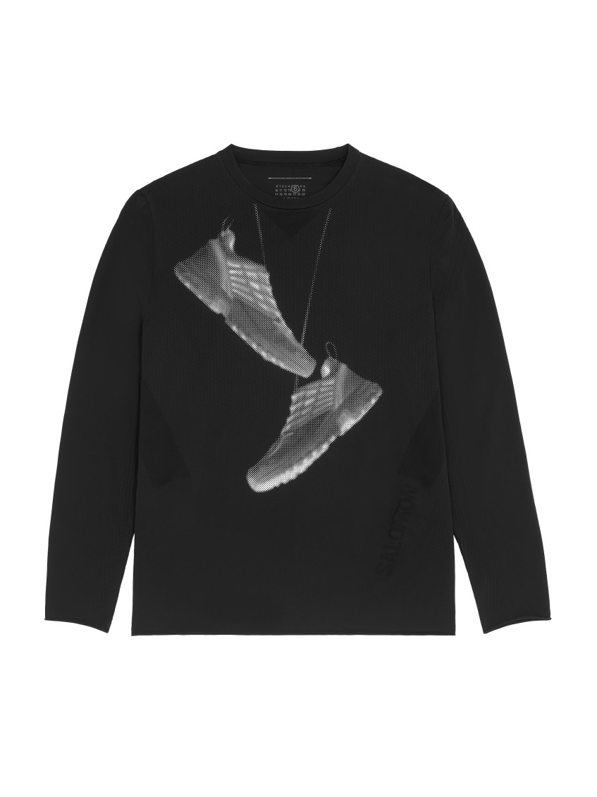 Mm6 Maison Margiela Mm6 X Salomon Edition Sneaker Print T-shirt Black In Black