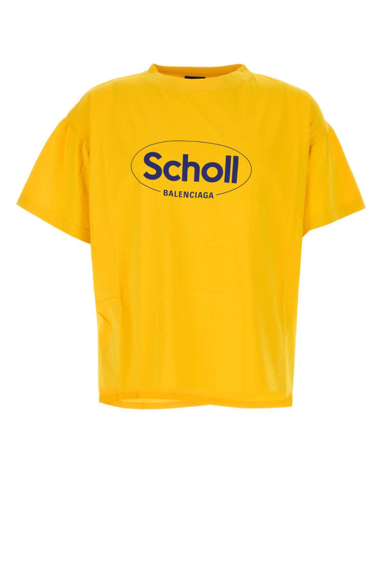 Balenciaga Men Yellow Cotton Oversize T-shirt In Yellow