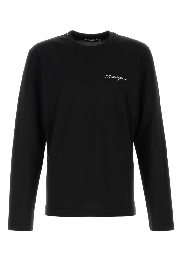 Dolce & Gabbana Cotton Crew Neck T-shirt With Long Sleeves In Multi