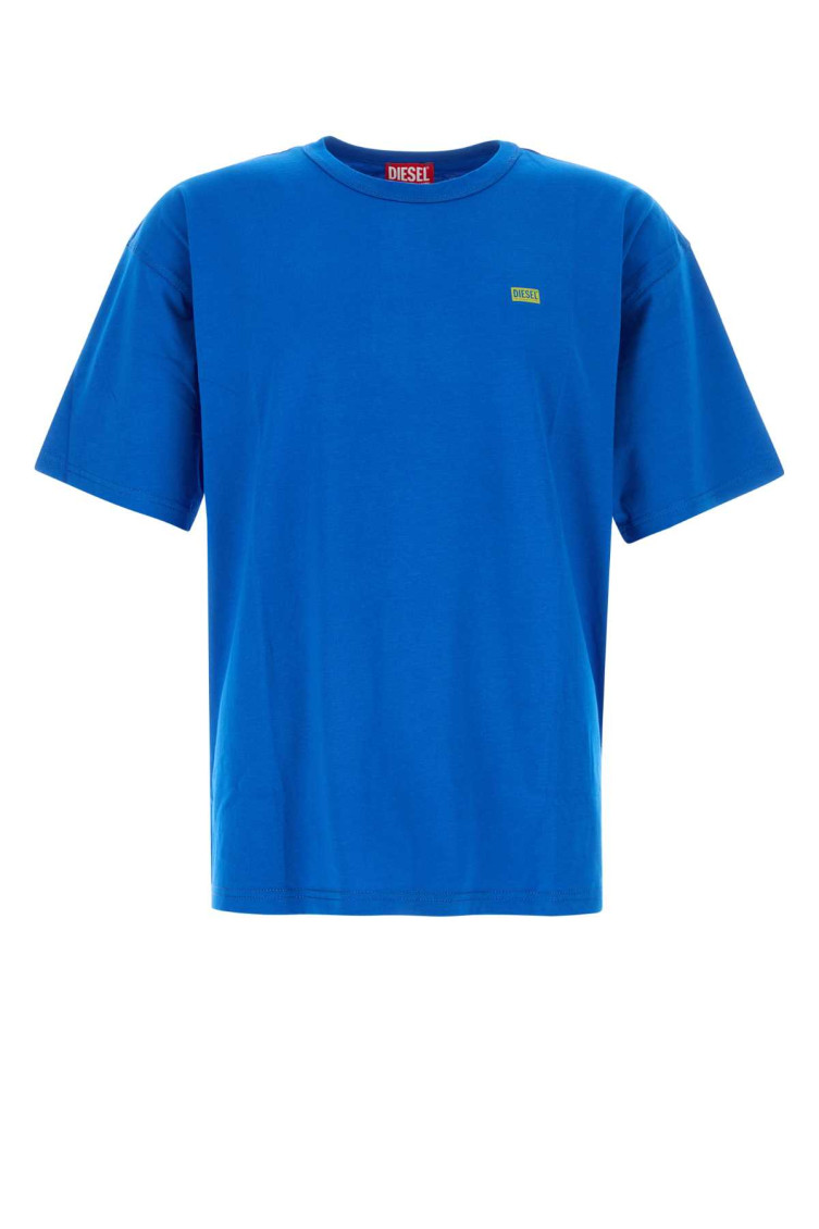 Diesel Cotton Crew Neck T-shirt With Short Sleeves In Blue