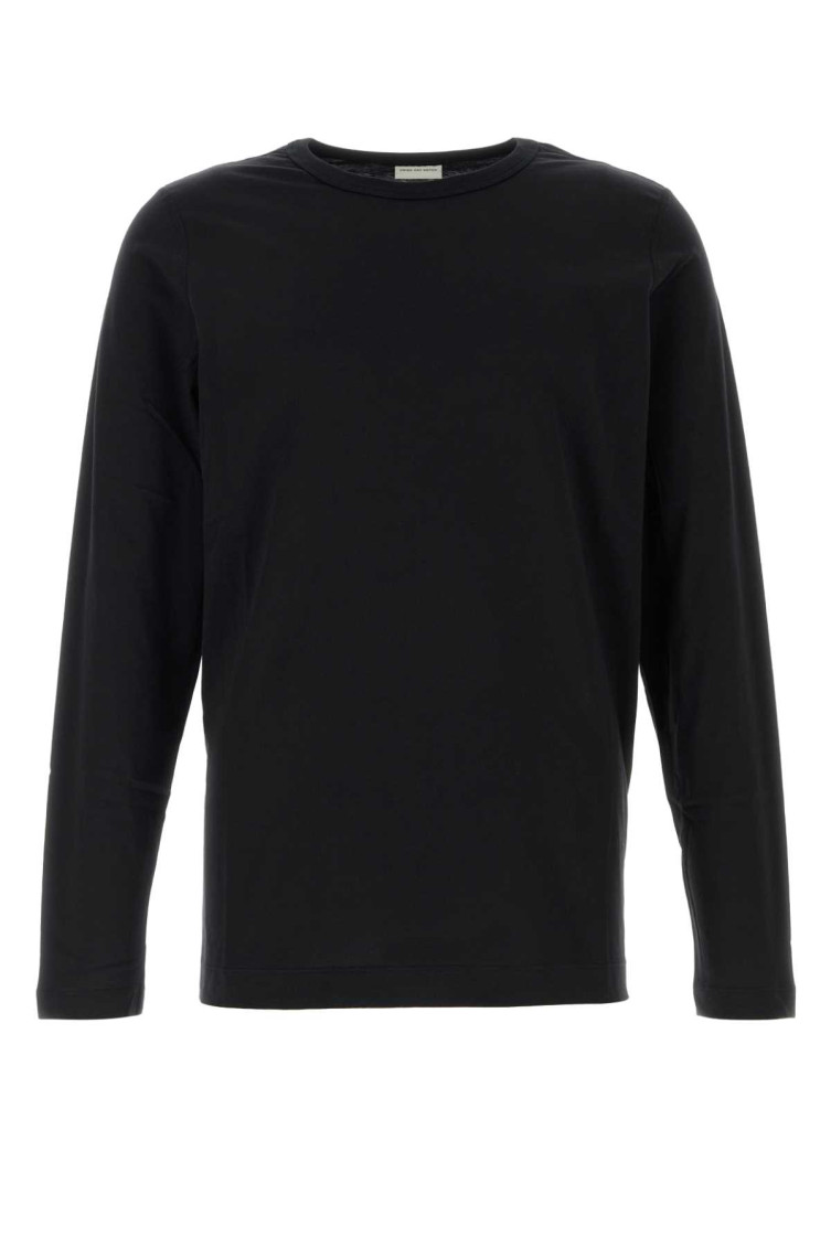 Dries Van Noten Hubbot Long-sleeved Crewneck T-shirt In Black