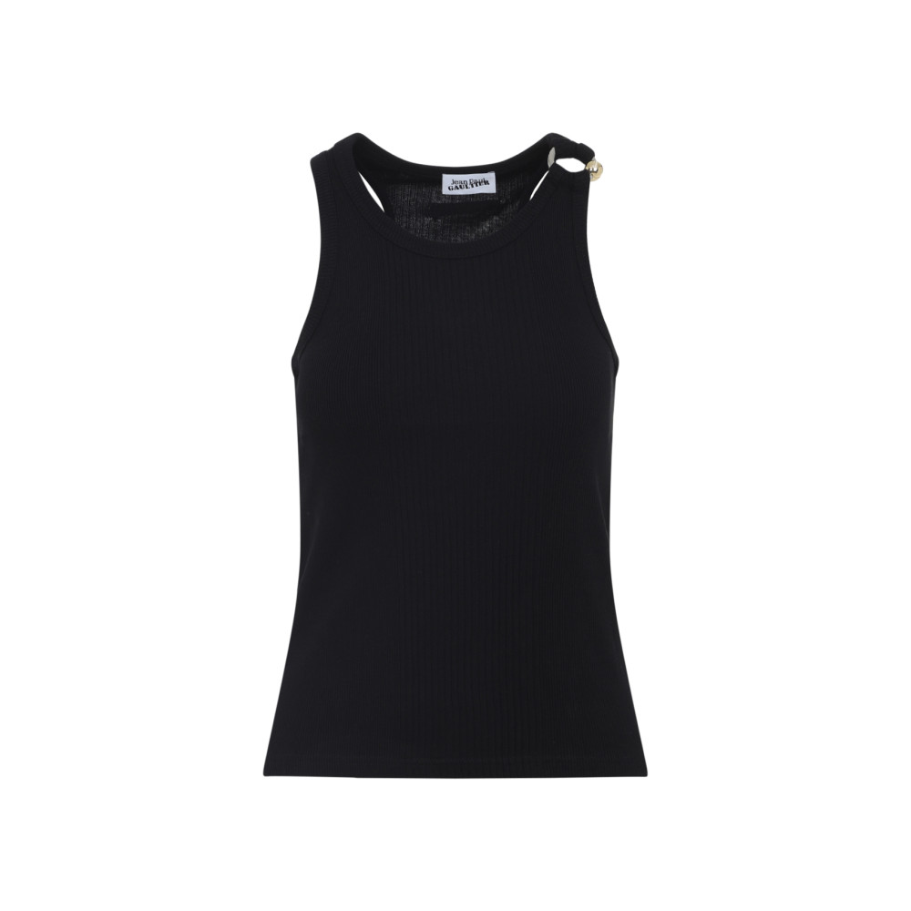 Jean Paul Gaultier Tank Top With Gold-tone Hardware And Ribbed Texture