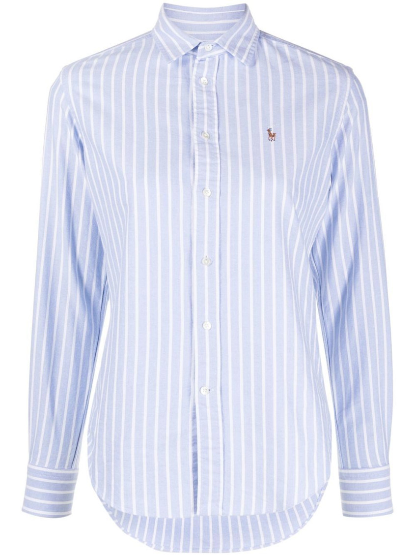 Ralph Lauren Light Blue Polo Pony Motif Striped Shirt