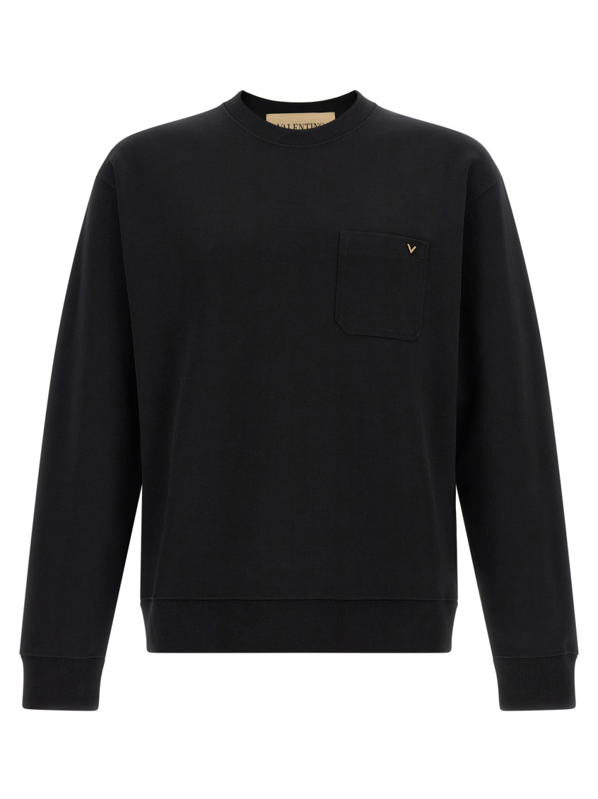 Valentino Black Solid Crew Neck Sweatshirt for Men Online USA at