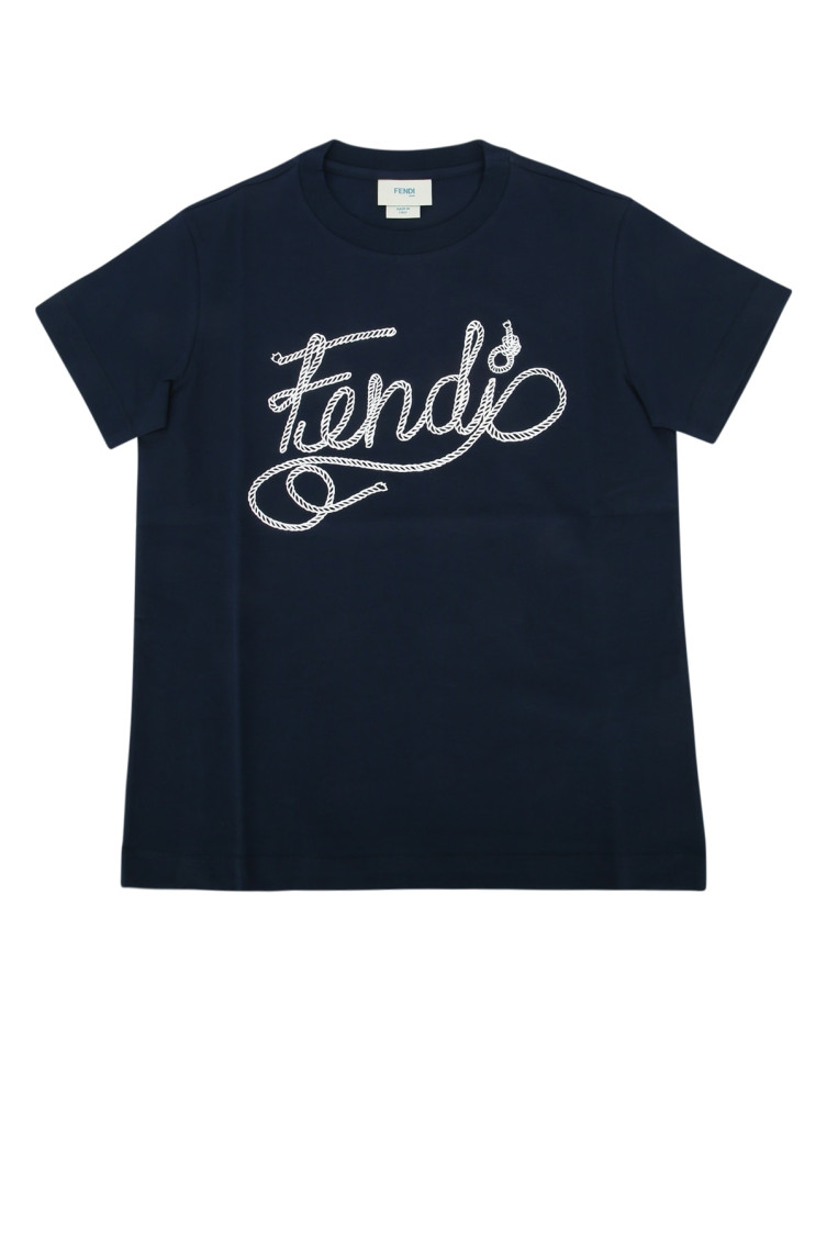 Fendi Kids BlackWhite Logo T-shirt