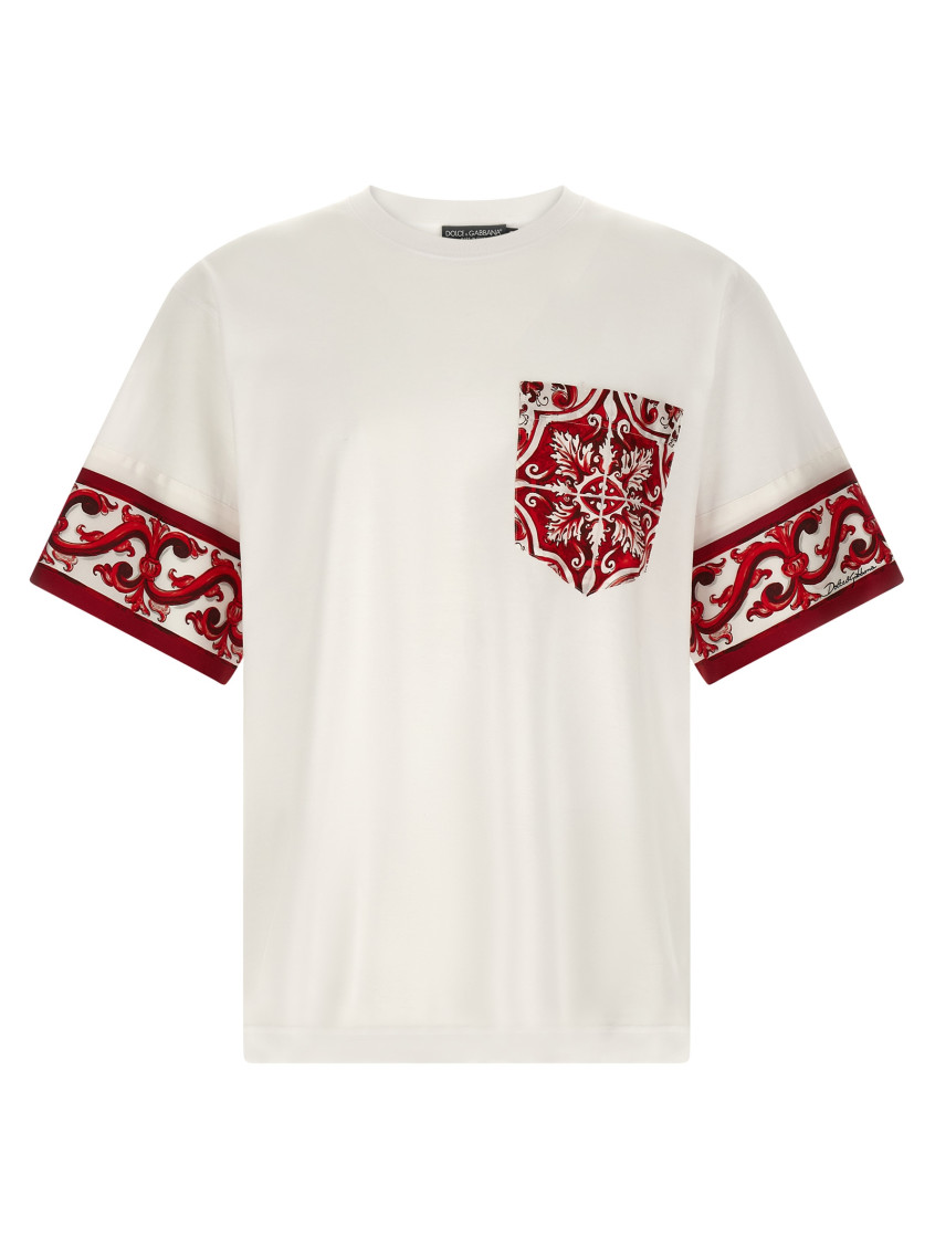 Dolce & Gabbana White Red Printed T-Shirt for Men Online USA at