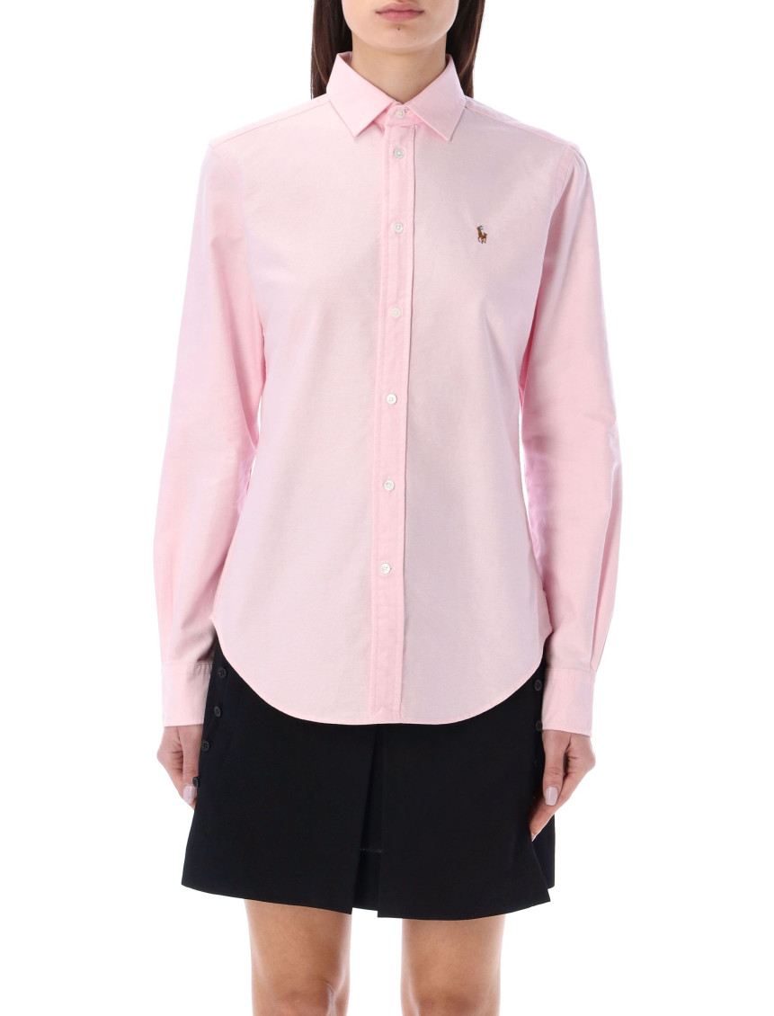 Polo Ralph Lauren Heidi Cotton Shirt W/ Logo In Light Pink