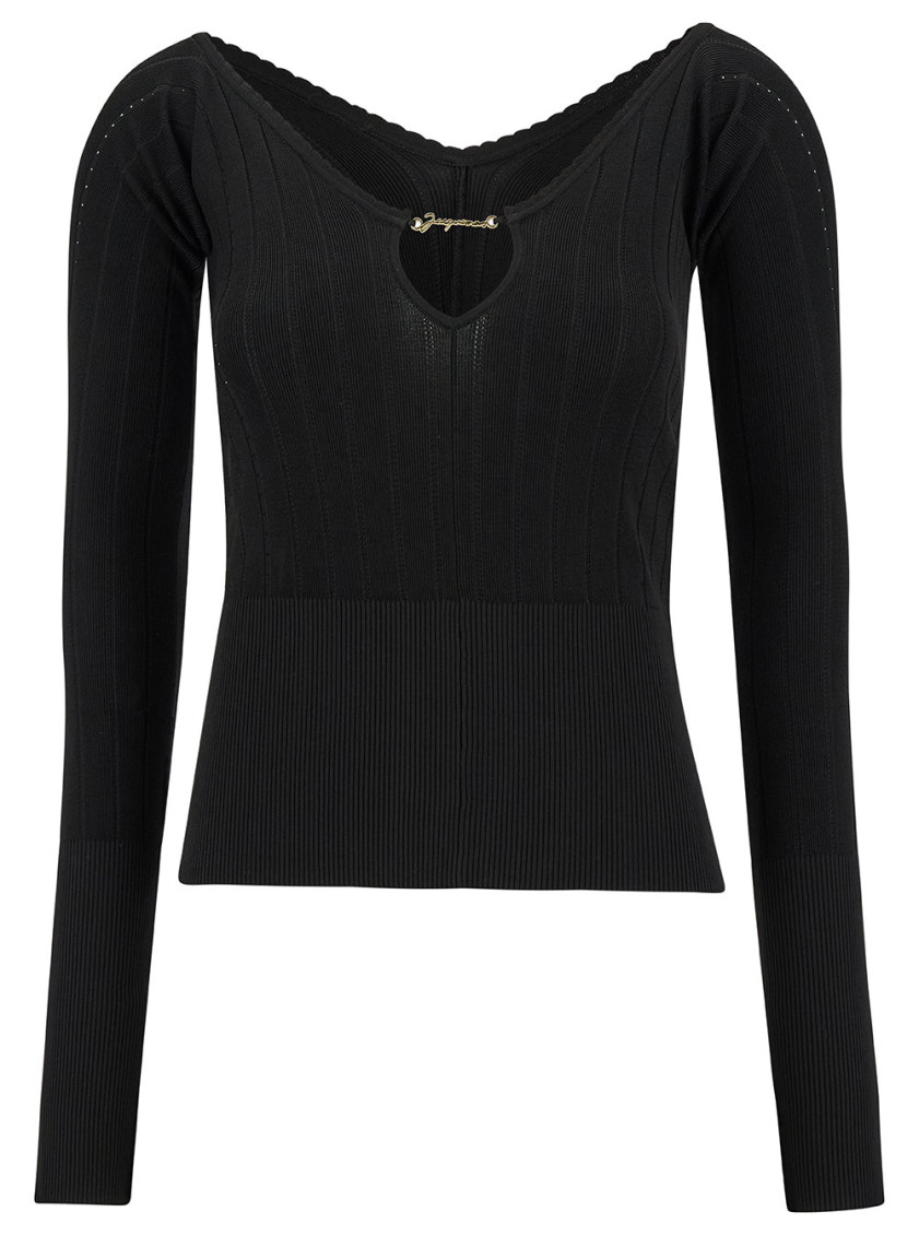 Jacquemus Pralu Top With Viscose Blend In Black