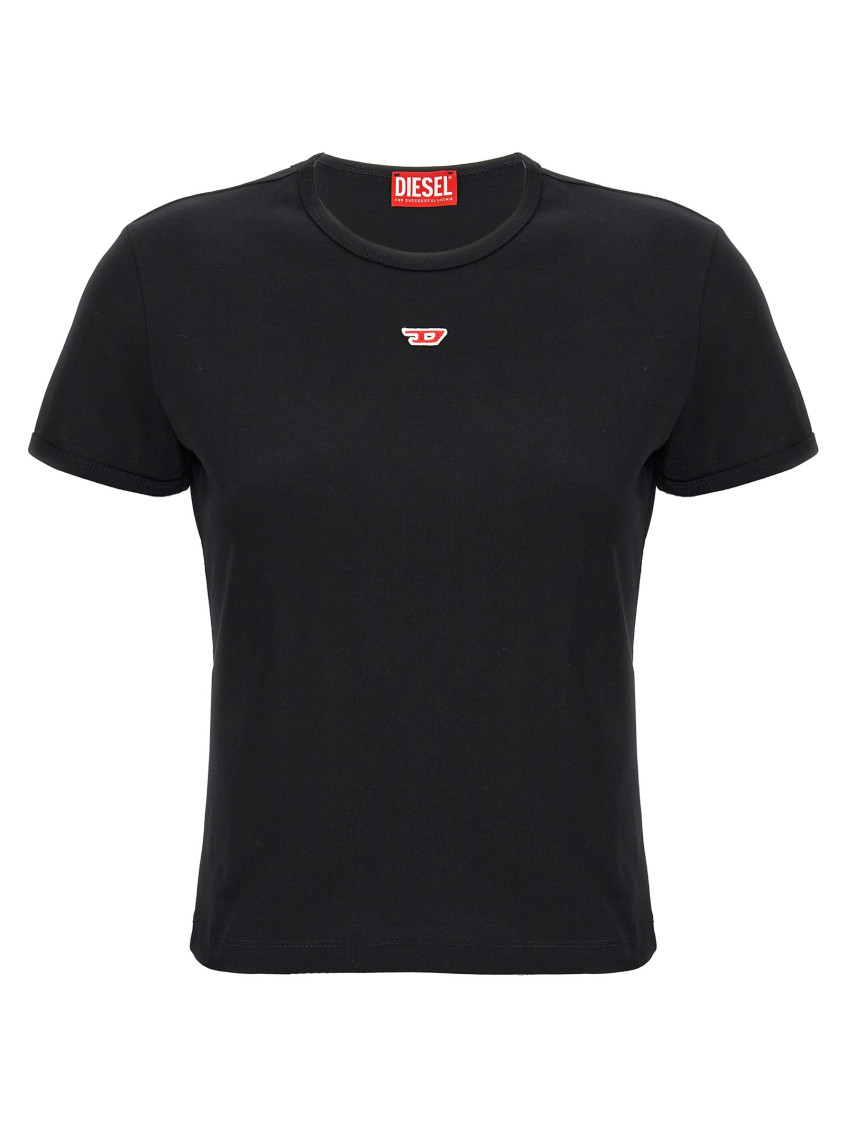 Diesel D Logo Regular Tee In Black