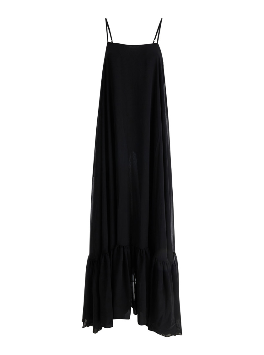 Rotate Birger Christensen Black Wide Maxi Dress In Black