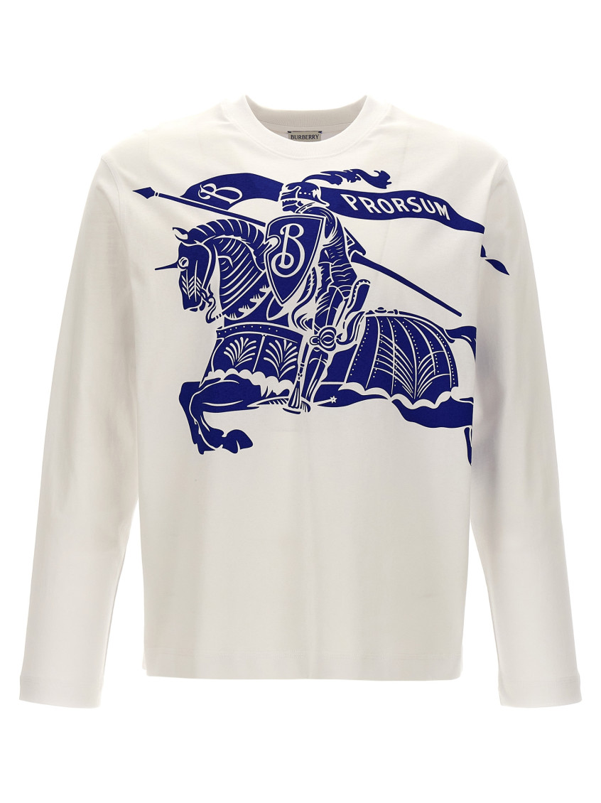 Burberry Crew Neck Graphic Print Long Sleeves Top In White